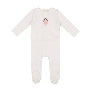 Baby Girl Footie + Beanie | Embroidered Cotton | White Doll | Lil Legs | SS23