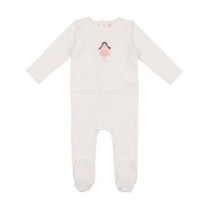 Baby Girl Footie | Embroidered Cotton | White Doll | Lil Legs | SS23