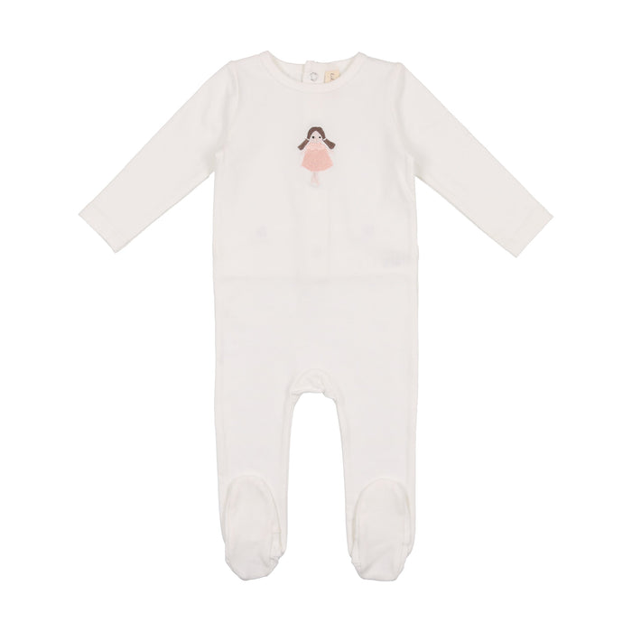 Baby Girl Footie | Embroidered Cotton | White Doll | Lil Legs | SS23