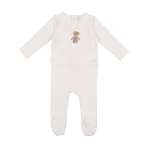 Baby Boy Footie + Beanie | Embroidered Cotton | White Elephant | Lil Legs | SS23