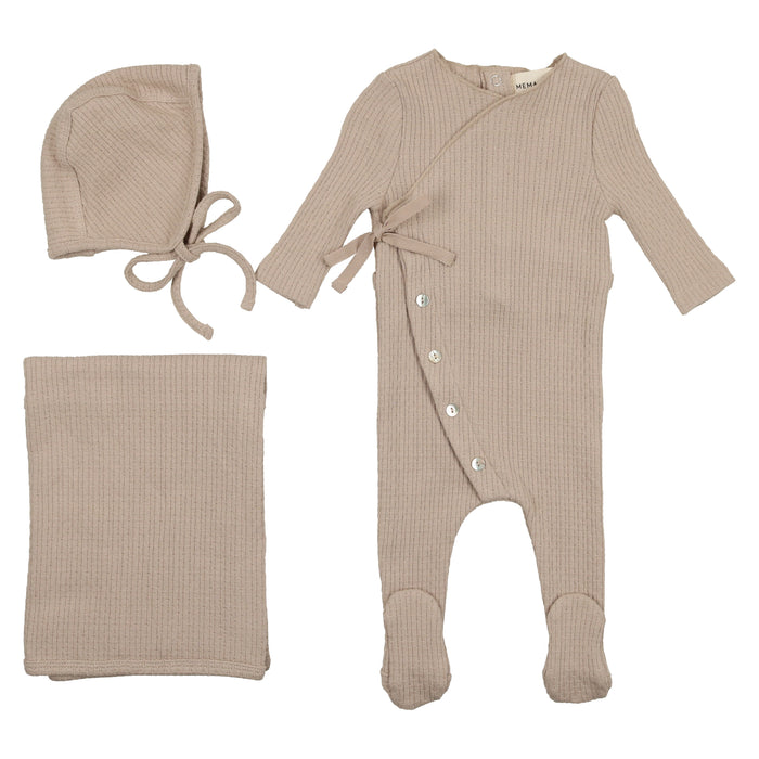 Baby Boy Layette Set | Textured Knit | Oatmeal | Mema Knits | SS23