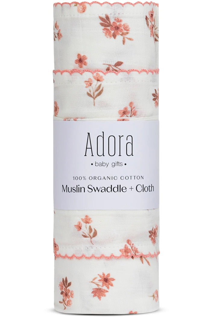 Swaddle Blanket + Cloth | Girls | Floral | Adora