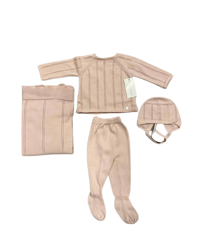 Baby Girl 4 Piece Knit Set | Striped | Martin Aranda | Pink