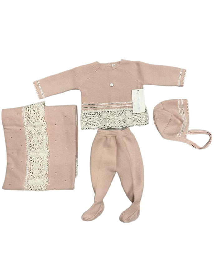 Baby Girl 4 Piece Knit Set | Lace | Martin Aranda | Pink