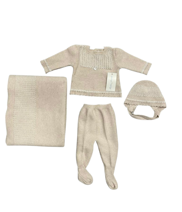 Baby Boy 4 Piece Knit Set | Scallop | Martin Aranda | Tan