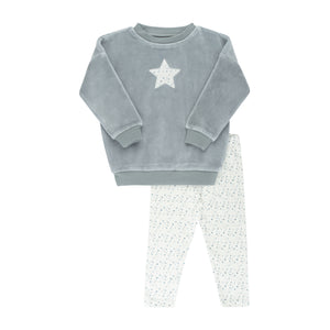 Baby Boy Two Piece Set | Velour Star Collection | Blue | Ely's & Co. | AW22
