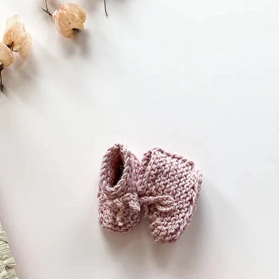 Baby Booties | Hand Knitted | French Rose | Petit Evelina