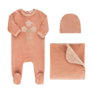 Baby Girl Footie + Hat | Sherpa Flower | Peachy Pink | Tricot Bebe | AW22