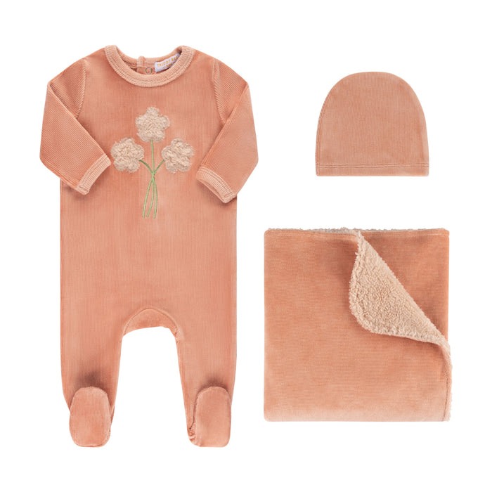 Baby Girl Footie | Sherpa Flower | Peachy Pink | Tricot Bebe | AW22