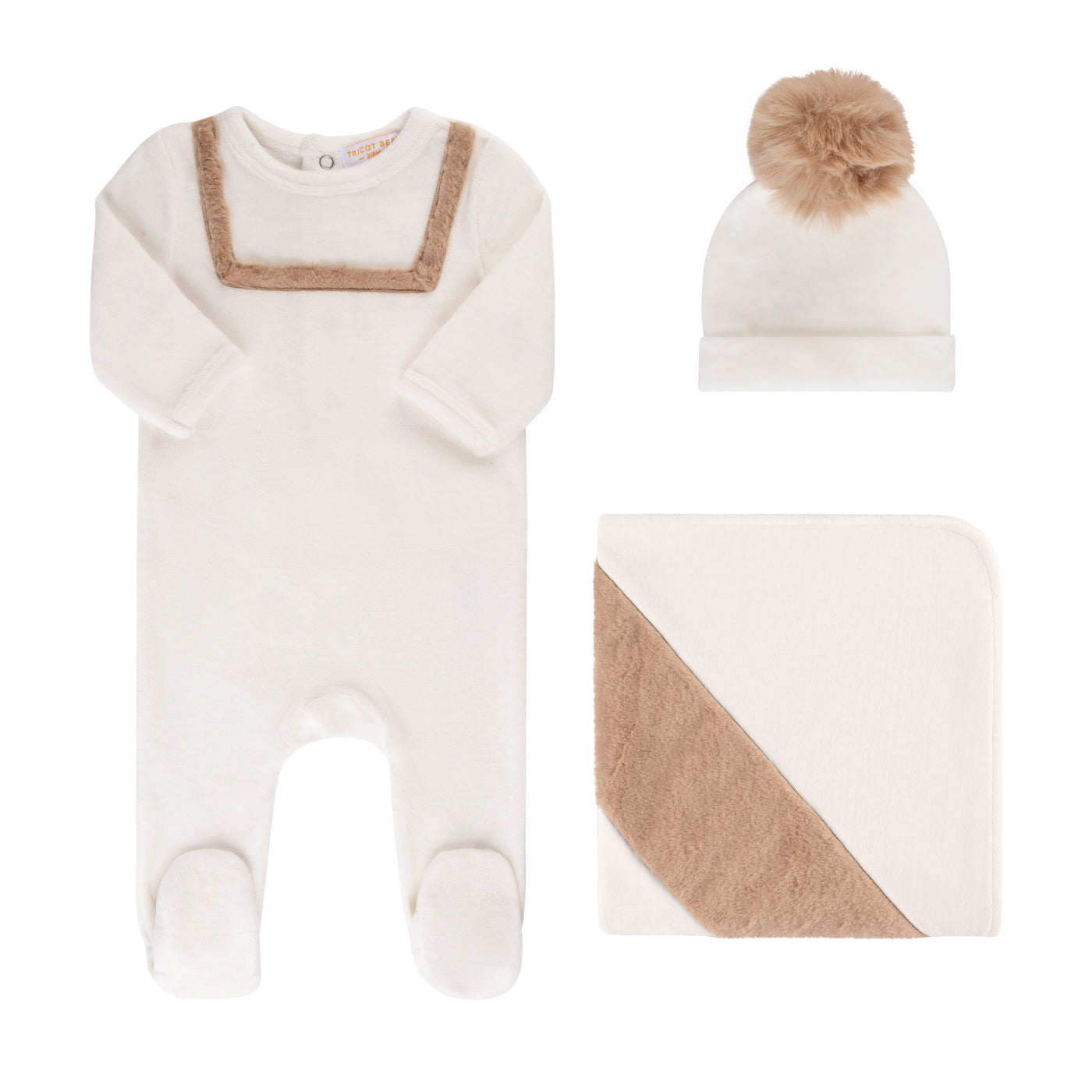 Baby Boy Layette Set | Fur Accent | Mocha | Tricot Bebe | AW22
