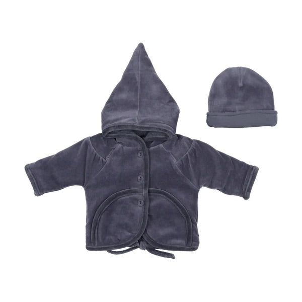 Baby Boy Jacket + Hat | Velour | Mid Blue | Bee and Dee | AW22