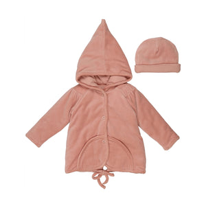 Baby Girl Jacket + Hat | Velour | Petal Pink | Bee and Dee | AW22