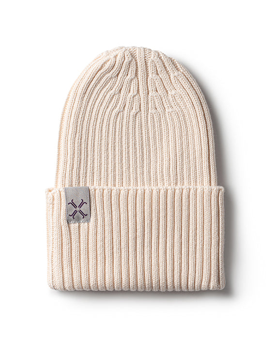 Baby Neutral Beanie | Jacqueline & Jac | Ribbed Cuffed | Natural White