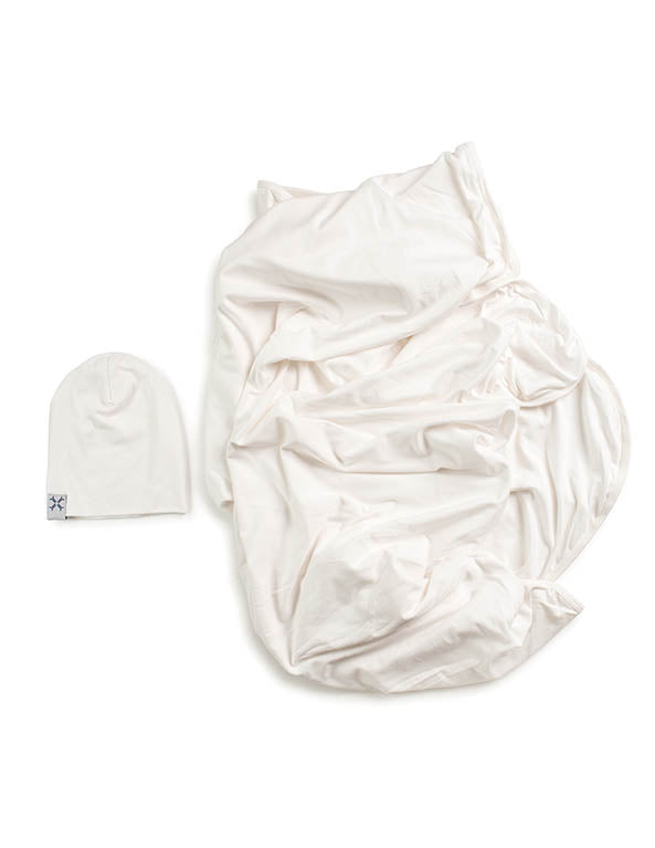Baby Neutral  Beanie + Blanket Set | Jacqueline & Jac | Natural White