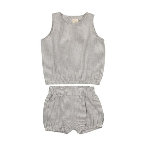 Baby Boy Vest Set | Linen | Blue Stripe | Lil Legs | SS23