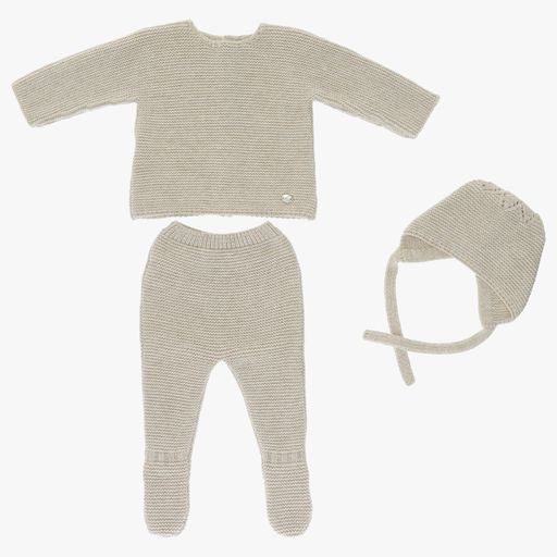 Baby Boy Knit Outfit | Classic Knit | Beige | Martin Aranda | AW22
