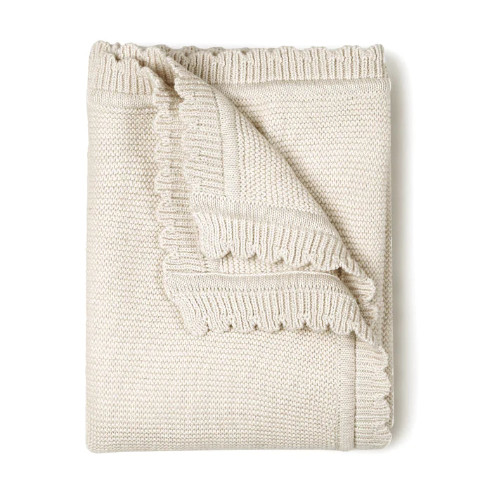 Organic Cotton Scalloped Baby Blanket | Vanilla Natural | MakeMake Organics