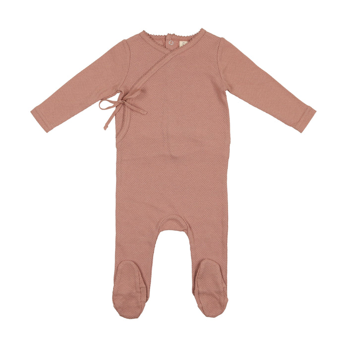 Baby Girl Footie + Beanie | Pointelle Wrapover | Pink | Lil Legs | SS23
