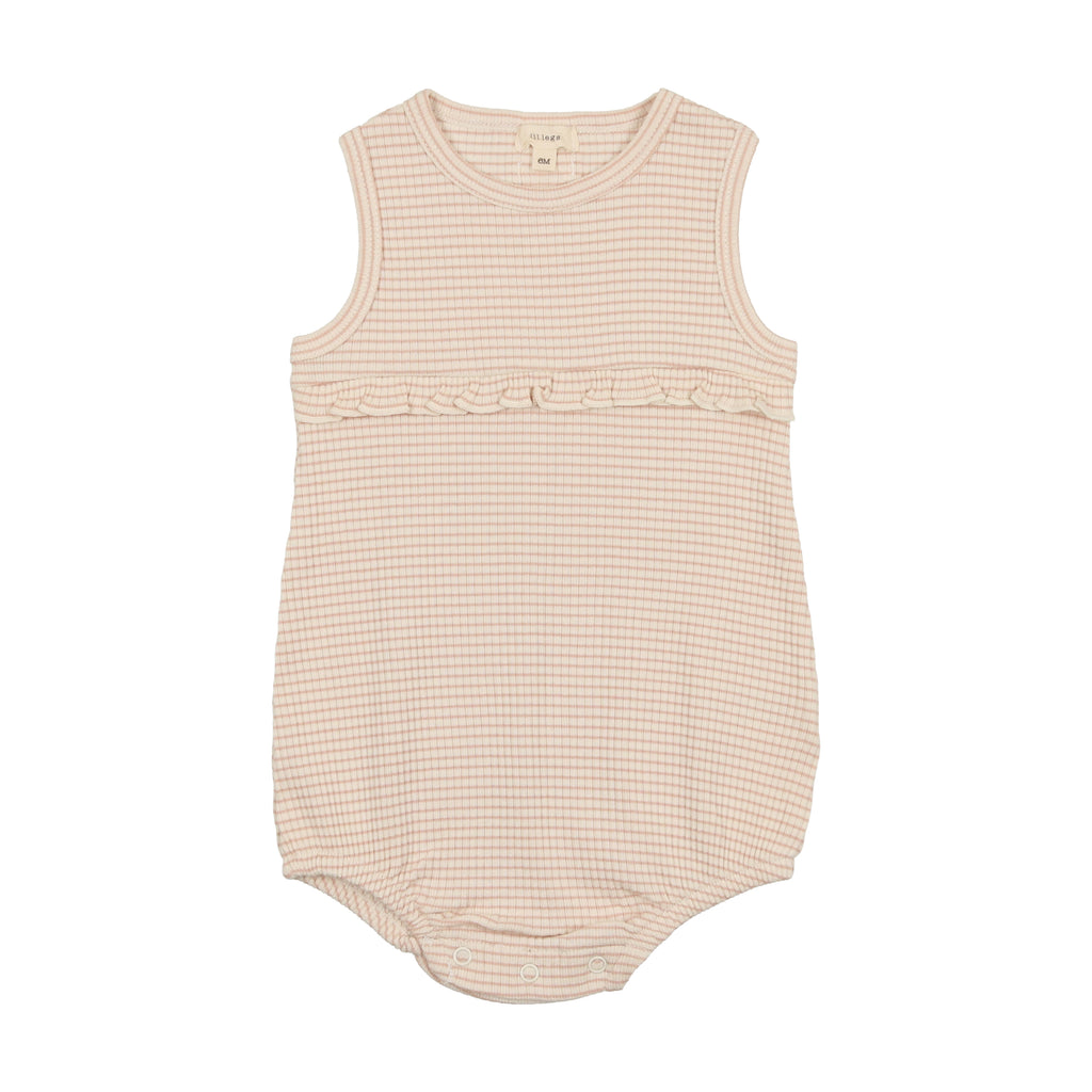 Baby Girl Romper | Rib Ruffle | Pink Stripe | Lil Legs | SS23