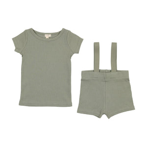 Baby Boy Suspender Shorts + Tee | Tee Green | Lil Legs | SS23