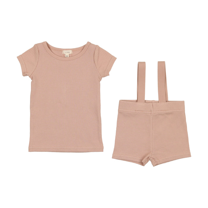 Baby Girl Suspender Shorts + Tee | Pink | Lil Legs | SS23