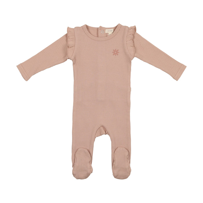 Baby Girl Footie | Ribbed | Pink Flower | Lil Legs | SS23