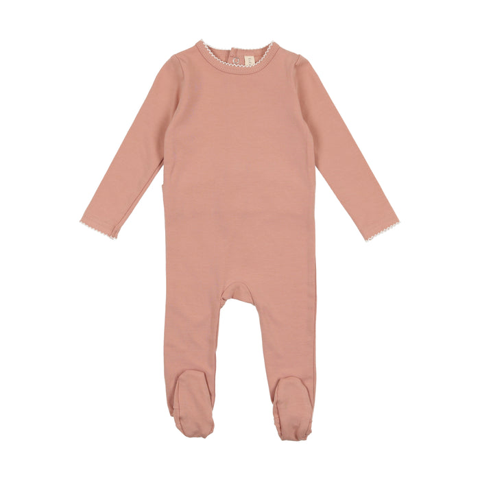 Baby Girl Footie | Scallop Edge | Rose with White Trim | Lil Legs | SS23