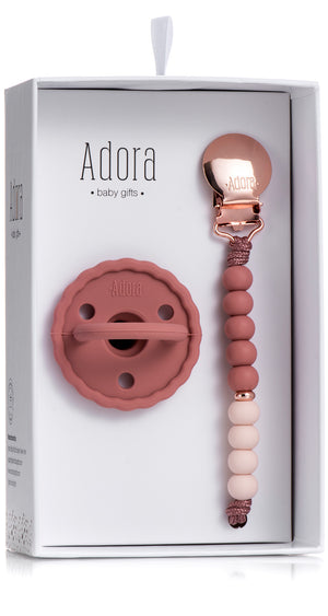 Pacifier Clip + Pacifier Gift Set | Adora | Rosewood Ombre