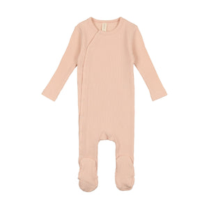 Baby Girl Footie + Beanie | Side Snap | Ribbed | Peach | Lil Legs | SS23