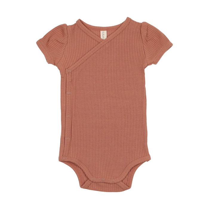 Baby Girl Romper | Side Snap | Ribbed | Terracotta | Lil Legs | SS23