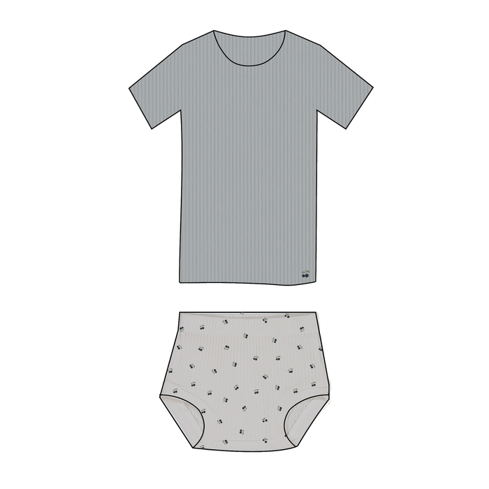 Baby Boy Bloomer Set | Terry/Ribbed | Cherry | Navy/Blue | Ely’s & Co. | SS23