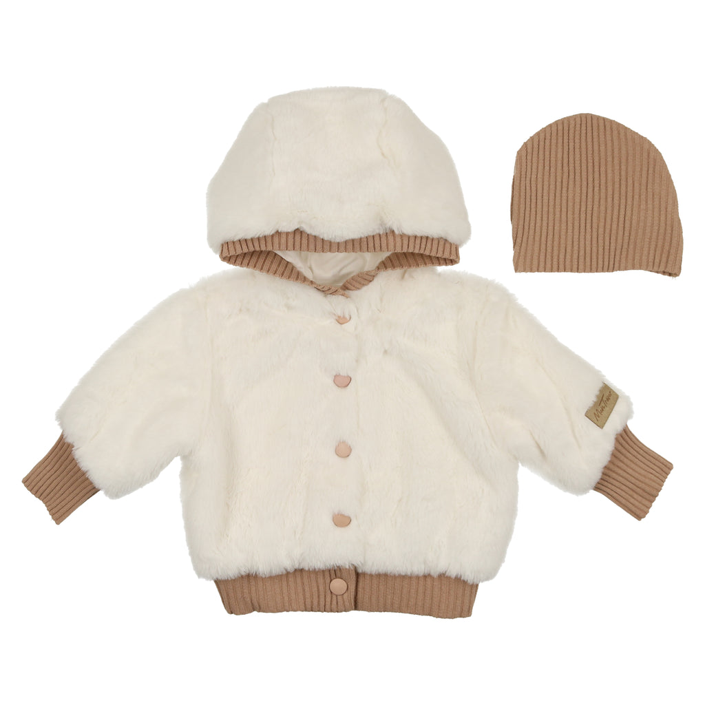 Baby Neutral Jacket + Hat | Un-fur-gettable | Ivory | Mon Tresor | AW22