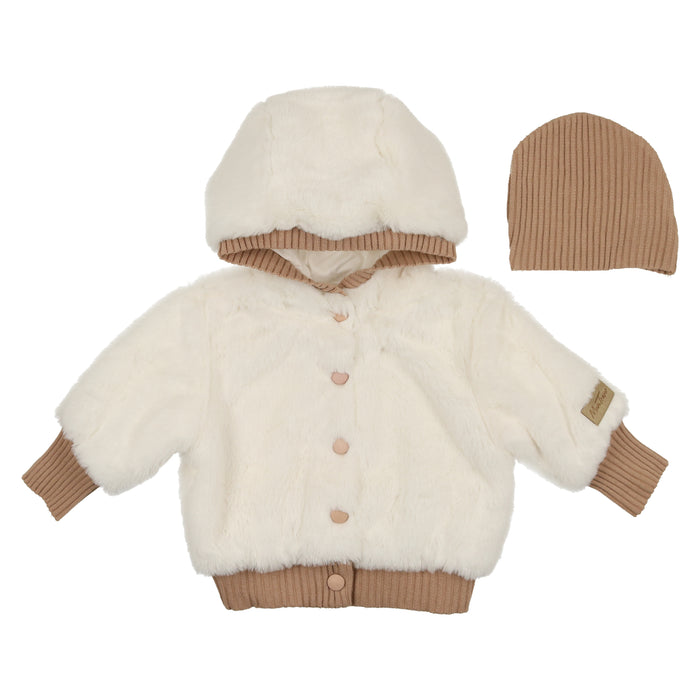 Baby Neutral Jacket + Hat | Un-fur-gettable | Ivory | Mon Tresor | AW22