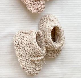 Baby Booties | Hand Knitted | Almond Cream | Petit Evelina