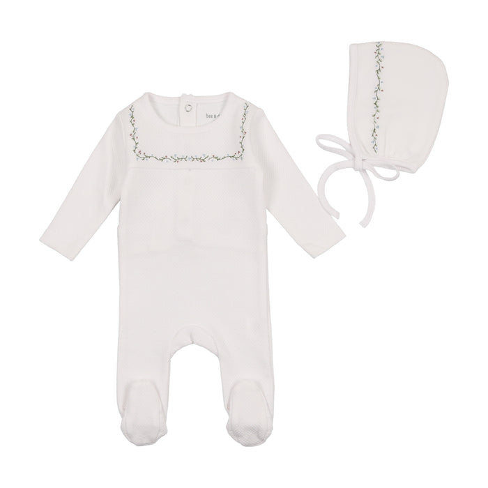 Baby Boy Layette Set | Pointelle | Snow White with Green Vines | Bee and Dee | SS23