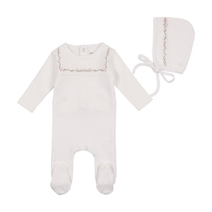 Baby Girl Layette Set | Pointelle | Snow White with Pink Vines | Bee and Dee | SS23