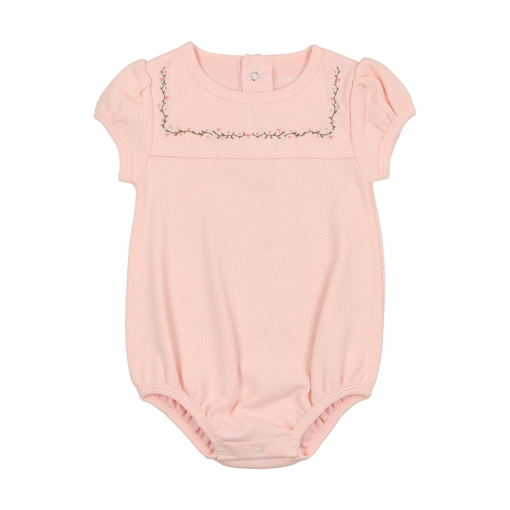 Baby Girl Bubble | Romper | Embroidered | Petal Pink | Bee and Dee | SS23