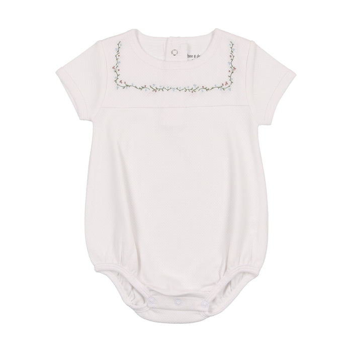 Baby Boy Bubble | Romper | Embroidered | Snow White with Green Vines | Bee and Dee | SS23