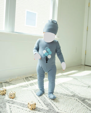 Baby Boy Footie | Sherpa Balloon | Blue | Cuddle & Coo | AW22