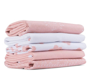 Waterproof Reversible Burp Clothes | 5 Pack | Pink  | Ely's & Co