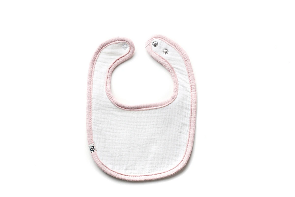 Baby Bib | White Bib-Pink Trim | Lil Legs