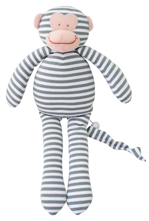 Baby Rattle Doll | Monkey | Grey Stripe | Alimrose