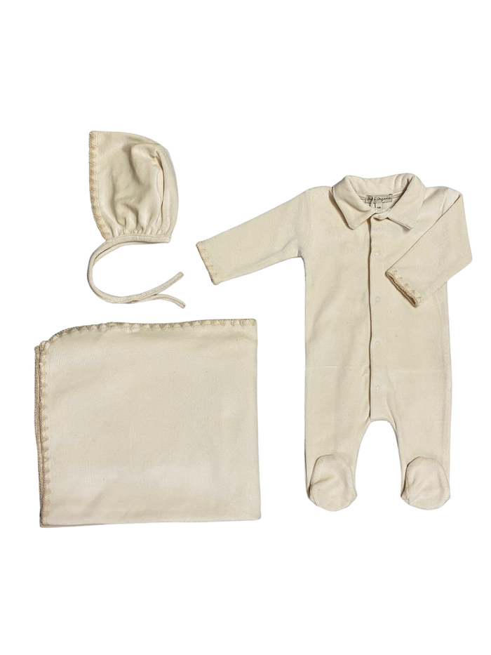 Baby Layette Set |  Embroider Trim | Natural | Bebe Organic | AW22