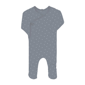 Baby Boy Footie | Jersey Cotton | Floral Kimono | Slate Blue | Ely's & Co. | SS23
