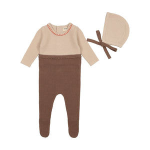 Boy Footie + Bonnet | Knit Collection | Coffee Colorblock | Bee and Dee | SS23