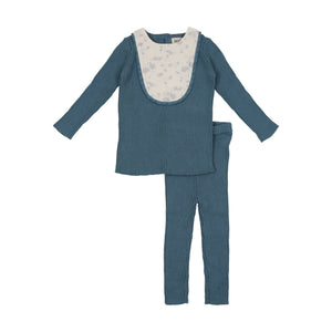 Baby 2 Piece Knit Set | Knit Print Bib | Cashmere Blue | Bee and Dee | AW22