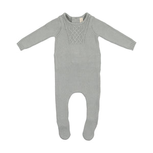 Baby Boy Layette Set | Bib Style Knit | Soft Sage Cable | Lil Legs | AW22