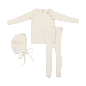 Knit Bris Set + Blanket | Signature Solid | Winter White | Lil Legs | AW22