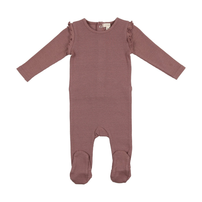 Baby Girl Layette Set | Ruffle Ribbed | Berry | Lil Legs | AW22