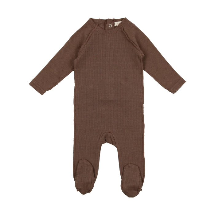 Baby Boy Footie | Stitch Ribbed | Taupe | Lil Legs | AW22